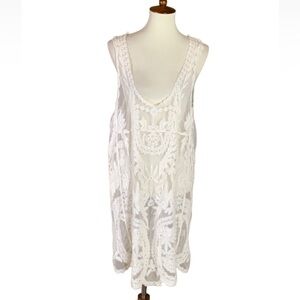 Simply Couture ivory lace / mesh swimsuit coverup Size Large